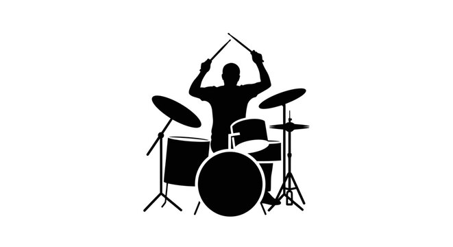 Drummer Silhouette Playing Drums
