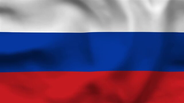 National flag of Russia on wavy cloth. Features the classic white, blue, and red tricolor. Professional top-down perspective for national holidays, sports, and news.