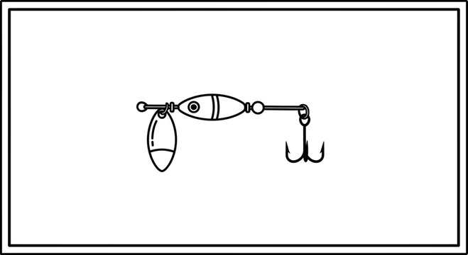 Fishing Lure Spinner Bait with Treble Hook, Fishing Tackle, Isolated on White Background