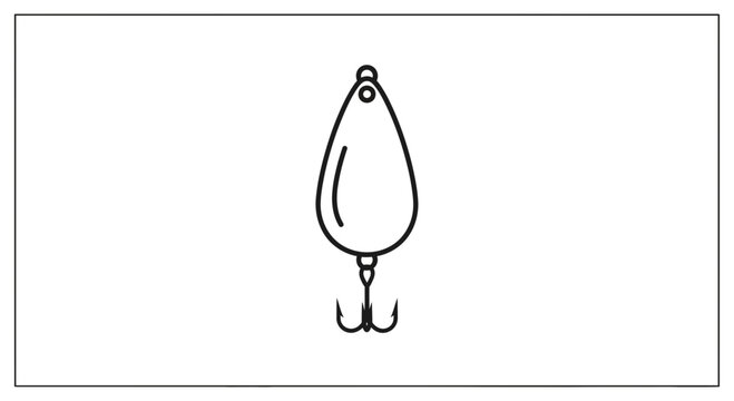 Fishing Lure Spoon, Simple Line Art Icon, Fishing Gear, Angling Equipment, Outdoor Hobby