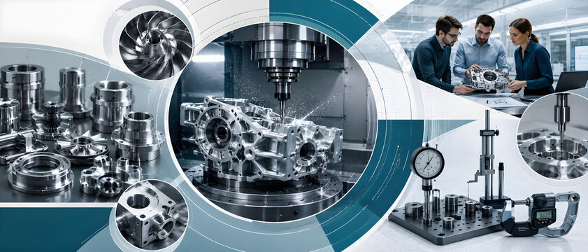Precision CNC Machining and Quality Inspection &ndash; Industrial Metal Parts Manufacturing Collage