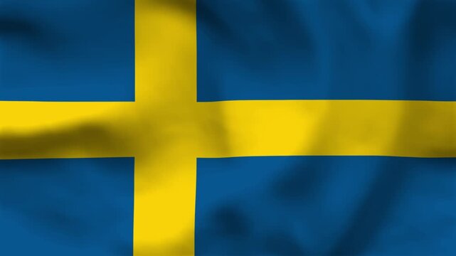 High-quality top-down view of the Swedish flag on wavy cloth. Features the yellow cross on a blue field. Ideal for Nordic travel, news, and national independence day events.