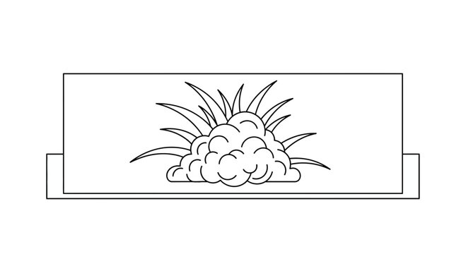 Explosion of Green Grass and Smoke Cloud, Stylized Line Art Illustration