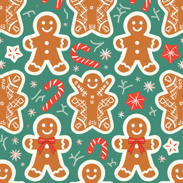 gingerbread men, gingerbread cookies, christmas cookies, holiday baking, cute gingerbread, christmas pattern, seamless pattern, festive sweets, cookie illustration, kawaii christmas, gingerbread house