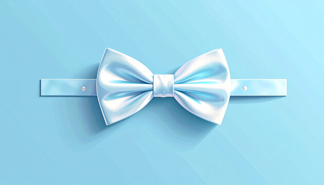 Elegant white bow tie isolated on light blue