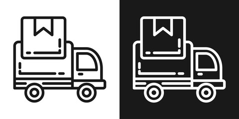 Fototapeta premium Parcel Delivery Icon In Black And White Line Style