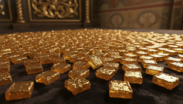 Venetian gold smalti mosaic tiles texture with 24k gold leaf inside glass