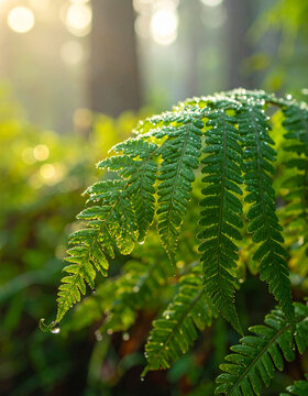 Fern leaf sunlight forest