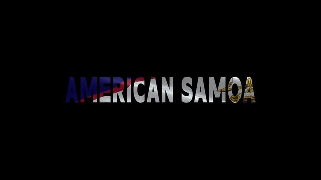 American Samoa Text with National Flag Pattern on a Solid Black Background