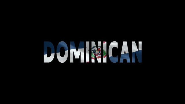 Dominican Republic Text with National Flag Pattern on Black Background