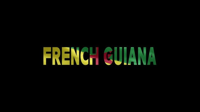 French Guiana country name in colorful retro neon sign on black background