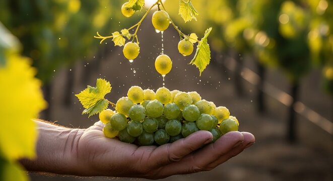 Grapes harvest hand vineyard