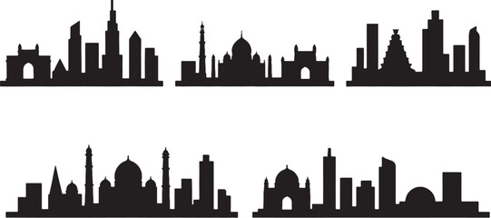 Fototapeta premium Minimal South Asia Skyline Silhouette