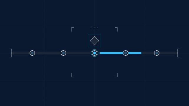 Futuristic blue loading progress bar animation on digital tech interface with glowing nodes