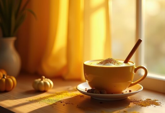 Turmeric Golden Milk Latte Holistic Wellness Studio Ambiance Healing Calmness Transformative Wellness Routine