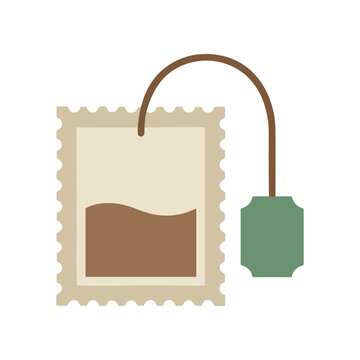 Tea bag with string and tag.