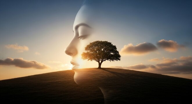 Human mind tree landscape