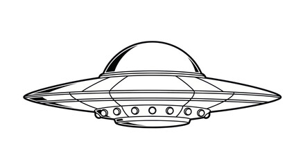 Retro UFO Flying Saucer Illustration © nia