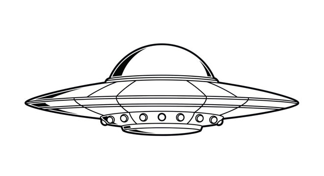 Retro UFO Flying Saucer Illustration