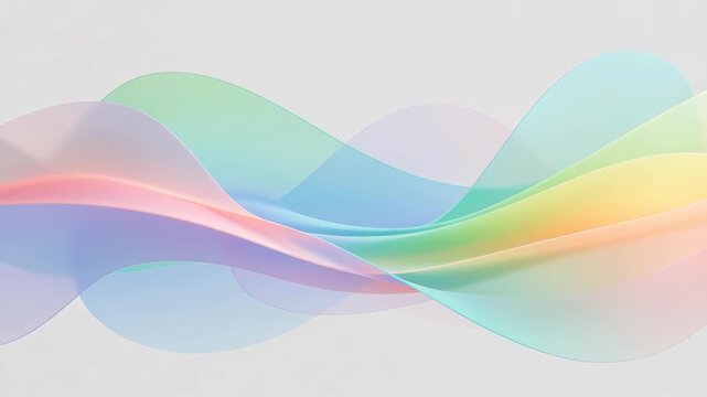 Colorful translucent pastel waves in smooth abstract style on light background, concept of harmony and creativity