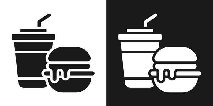 Station Food Icon In Black And White Glyph Style