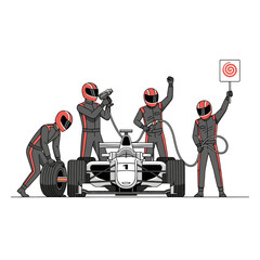 Obraz premium Formula racing crew car pit stop illustration