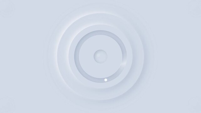 Minimalist white neomorphic animation of a sphere orbiting in concentric rings