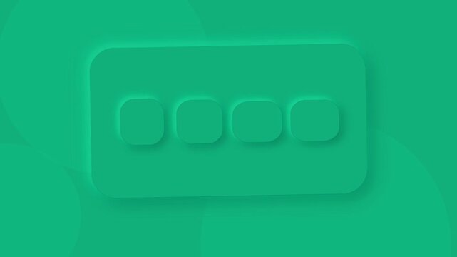 Green neumorphic user interface buttons on a soft UI panel for modern web design