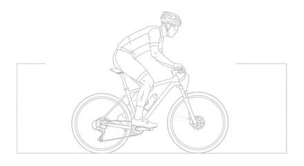 Fototapeta premium Cyclist in motion on a mountain bike, dynamic action shot, athletic rider, outdoor sport