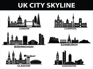 Black UK city skylines set © VectEdge
