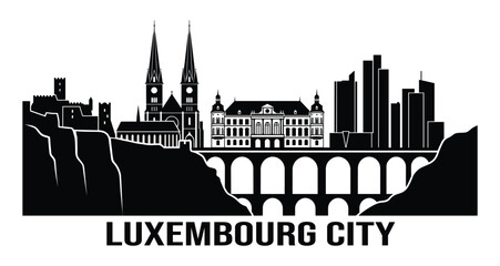 Black Luxembourg City skyline landscape drawing © VectEdge