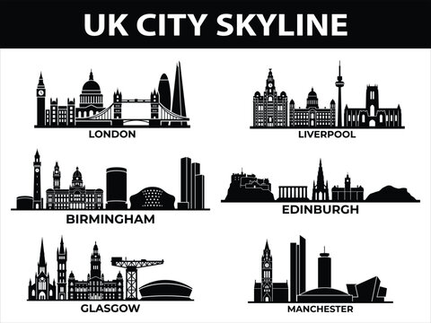 Black UK city skylines set