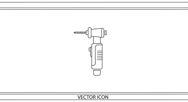 Dental drill icon, vector illustration of a dental handpiece with burr