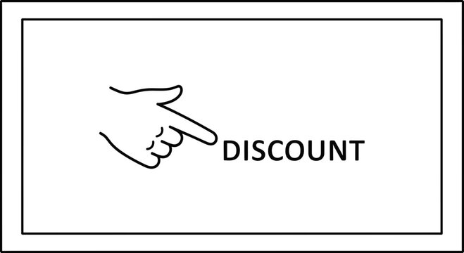 Hand pointing at the word DISCOUNT, representing sales and promotions