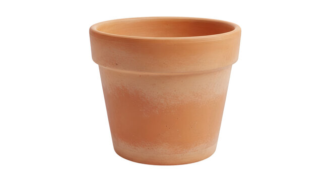 Empty terracotta flower pot studio shot isolated on transparent background