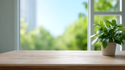 Fototapeta premium Vibrant green foliage in a simple pot creating a fresh and peaceful indoor natural setting