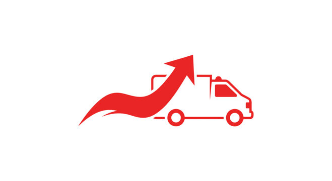 Delivery Icon Depicting Upward Momentum And Logistic Service With Red Arrow Symbolism