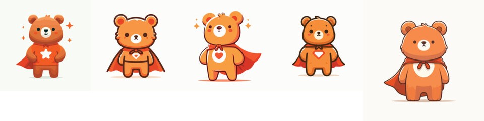 cute bear wearing a superhero costume posing bravely © Jefri Syahputra BKL
