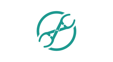 Naklejka premium Dental Floss Pick Icon Within a Teal Circle, Promoting Oral Hygiene and Freshness