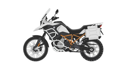 Obraz premium Adventure Motorcycle, Dual Sport Bike, Off-Road Vehicle, White and Black