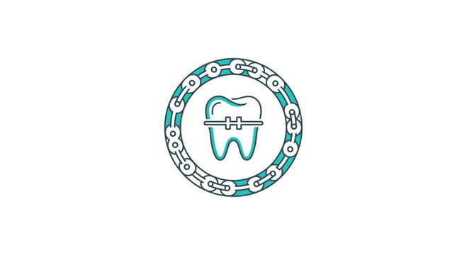 Dental Orthodontics Illustration Showcasing Teeth Brace with Circular Ornamental Design