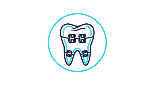 Dental Orthodontics Illustration Of Tooth Braces Inside A Circle With Modern Design
