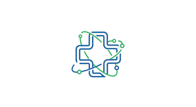 Digital Healthcare and Technological Advancement Symbolized in a Modern Medical Cross Logo
