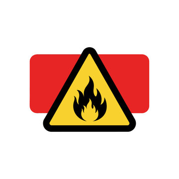 Fire Hazard Warning Sign on Red Background, Isolated