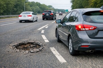 Fototapeta premium Pothole in the middle of the road