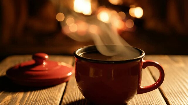 Steaming cup of hot coffee drink.