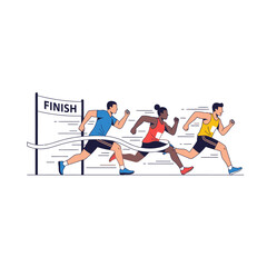 Obraz premium Athletes Race to Victory: Finishing Line Concept Illustration
