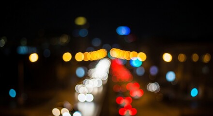 Fototapeta premium Night city lights bokeh