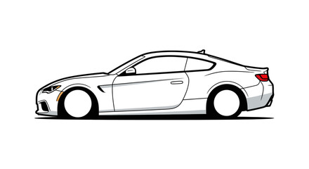Obraz premium Sleek White Sports Car Silhouette, Vector Illustration, Clean Design