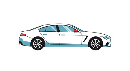 Fototapeta premium Modern White Sedan Car - Side View Illustration, Automotive Design